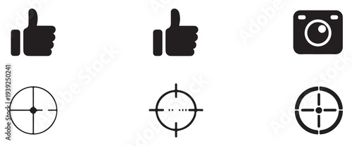  Thumbs up icon with target crosshair for quality and success concept. vector illustration eps 10