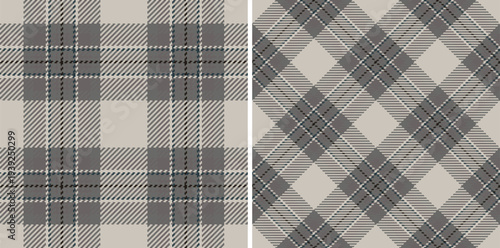 Classic plaid patterns in neutral tones create a versatile backdrop. Ideal for adding subtle texture to designs, textiles, or digital art projects.