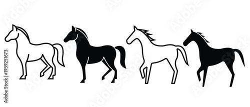 horse silhouette set. horse icon .silhouette horse running, collection. 
