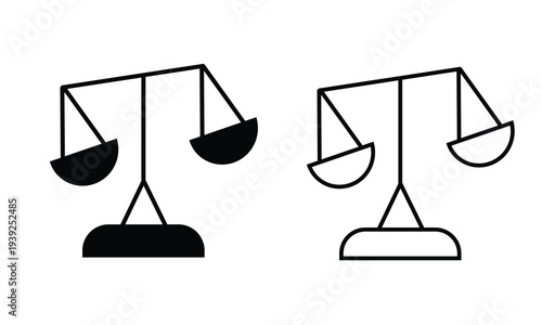 Scales icons set. Law scale icon. Scales vector icon. Justice.  Balance symbol illustration. Scales of justice flat icon set, legal balance and court law symbol design .