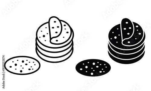 tortilla wrap icon vector illustration isolated on white background. tortilla round minimal food icon set. Taco icon. Outline and flat icons collection
