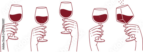 Multiple hands holding wine glasses toasting in a celebration event or social gathering