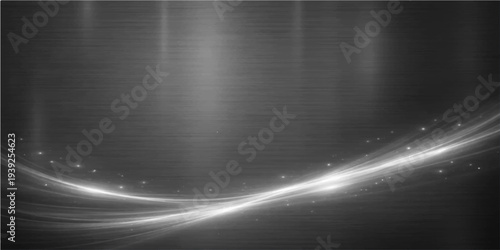 Abstract a seamless, monochromatic composition of flowing, dynamic light streaks dancing across a refined, textured, dark backdrop, capturing a sense of energy and movement.