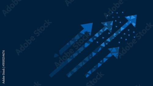 Glowing blue arrows pointing upwards in a futuristic composition with a dark background and neon effect