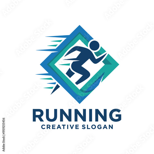 A creative logo featuring a stylized runner in motion, encapsulating the spirit of athleticism and movement, perfect for sport-related businesses and events.