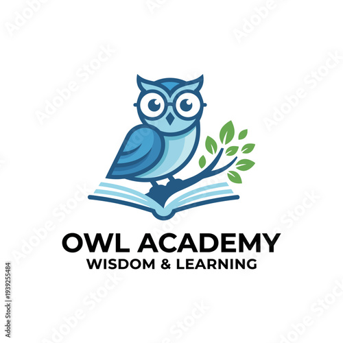 A charming logo featuring a wise owl perched on an open book, symbolizing knowledge and learning, perfect for educational institutions or online learning platforms.