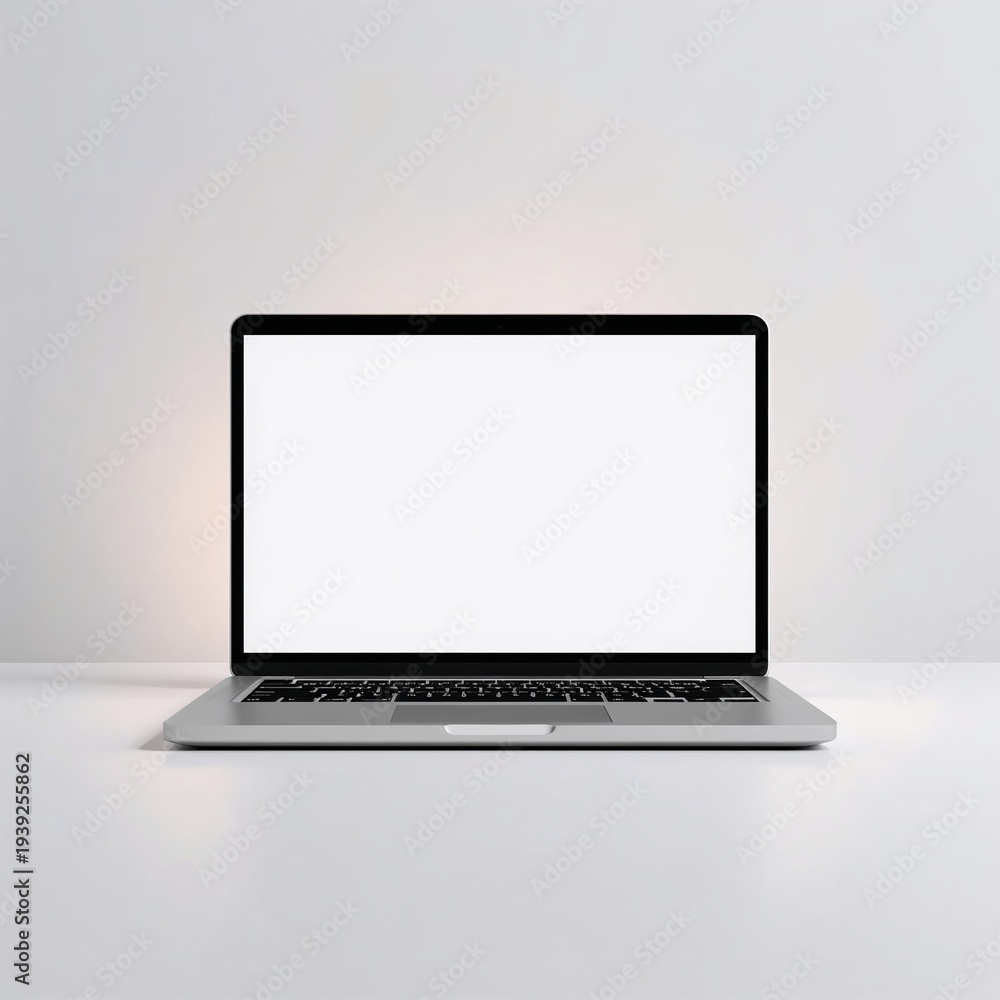 Fototapeta premium Laptop with blank screen isolated on minimal background