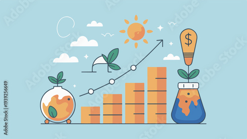 Financial growth illustration showing profit increase with investment and planning