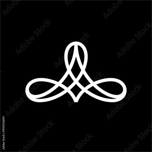A futuristic logo merging a letter A with a Celtic knot using sleek, interlaced geometric lines.