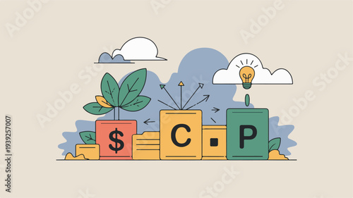 Illustration of Cost Per Click Marketing Strategy with Financial Growth and Innovation
