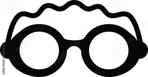 Black cartoon glasses with wavy hair on top for fun and playful designs