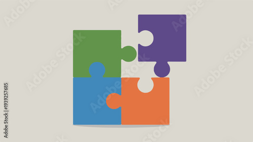 Problem solving concept illustrated with colorful puzzle pieces in a square formation