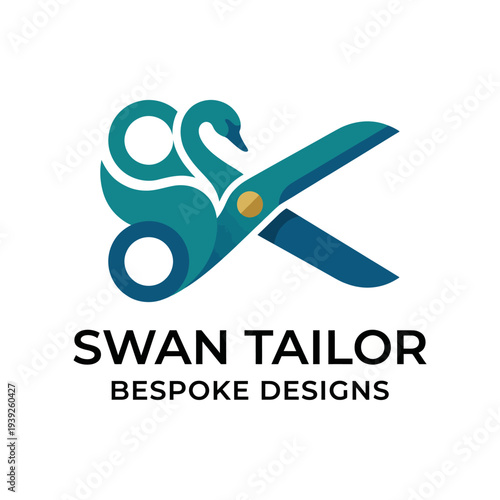 This elegant logo combines a swan and scissors, representing bespoke tailoring and creativity, making it perfect for fashion brands focusing on high-quality, custom design work.