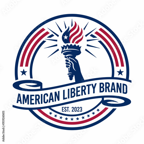 A striking logo featuring a torch and stars that symbolize freedom and resilience, perfect for brands aiming to convey patriotism, liberty, and societal values in their imagery.