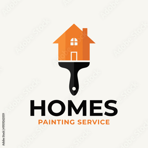 This logo fuses a home shape and paint roller icon, reflecting a painting service dedicated to enhancing residential spaces with vibrant and fresh colors.