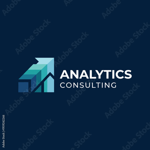 A professional logo design for an analytics consulting firm, featuring geometric shapes that symbolize growth and insight, tailored for the corporate consulting industry.