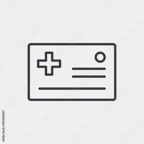 Insurance card icon set in flat and strokes. Suitable for graphic projects. EPS10