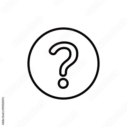 丸で囲まれたクエスチョンマークのアイコン。モノクロベクターイラスト