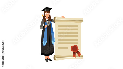 Graduate holding diploma during commencement ceremony