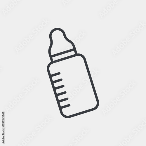 Milk bottle icon set in flat and strokes. Suitable for graphic projects. EPS10