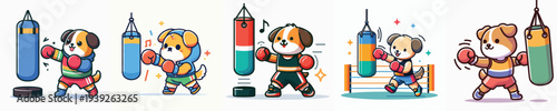 cute dog vector boxing training