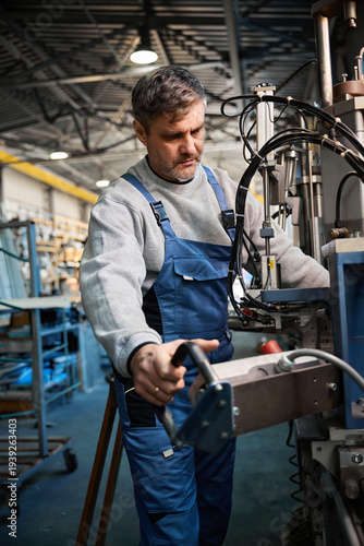 PVC windows manufacturing at industrial factory