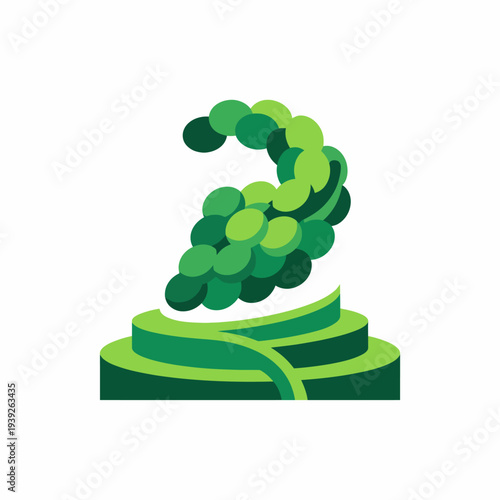 This eye-catching abstract logo features a circular design with flowing green shapes, symbolizing growth, movement, and harmony, ideal for environmentally focused brands.