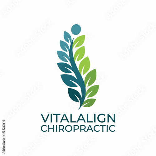 This soothing logo features a stylized figure integrated with green leaves, representing wellness, nature, and the holistic approach of chiropractic care.