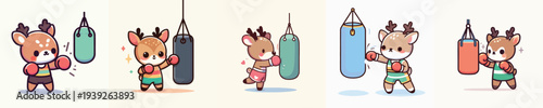 cute deer vector boxing training