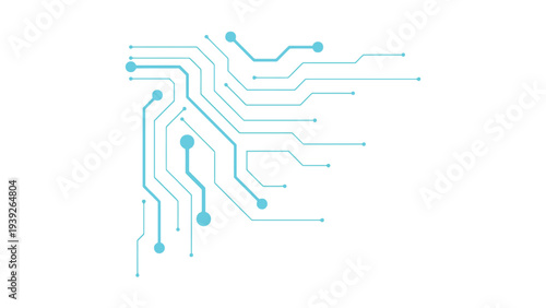 Abstract circuit board design with glowing connections and nodes