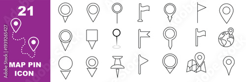 Map pin icon. location pin place marker. Location icon. Map marker pointer icon set. GPS location symbol collection. Victor illustration 
