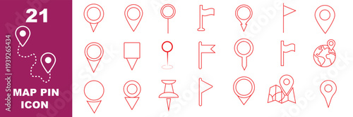 Minimalistic route map pins with winding road line icon, modern vector illustration for web design, apps, banners, social networks, and digital cards, thin line style