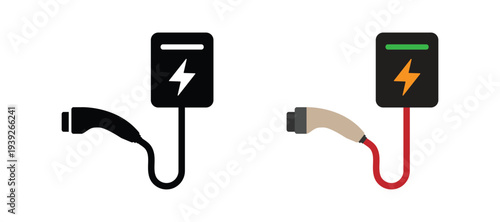 EV charger symbol, Electric car home charging system. Transparent PNG and vector