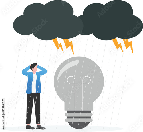 Professional Facing Creative Block under Storm Cloud