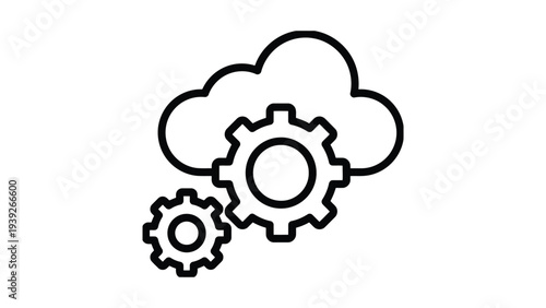 Cloud computing with interconnected gear icons symbolizing integration and technology