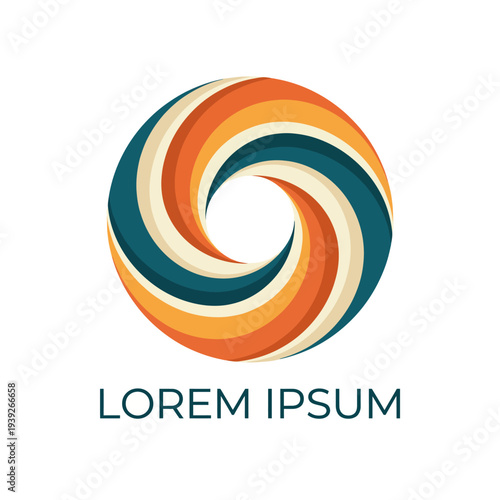 This colorful abstract logo features a dynamic swirl design, embodying creativity and modernity, suitable for branding and representing various youthful, artistic fields.