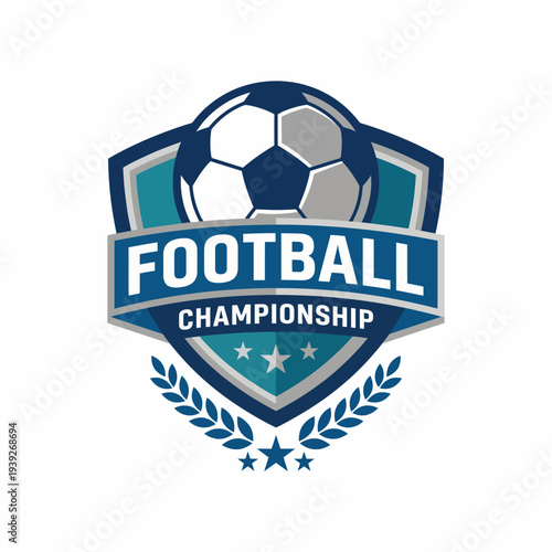 The logo visually conveys the excitement of football championships, featuring a soccer ball and a shield, embodying competition and sportsmanship.