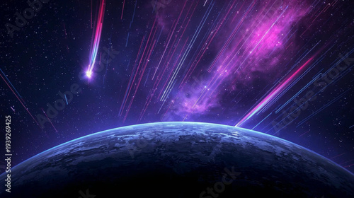  Abstract Cosmic meteorit Vector illustration Background