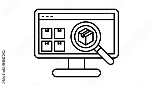A magnifying glass inspecting a computer screen displaying a file or application window
