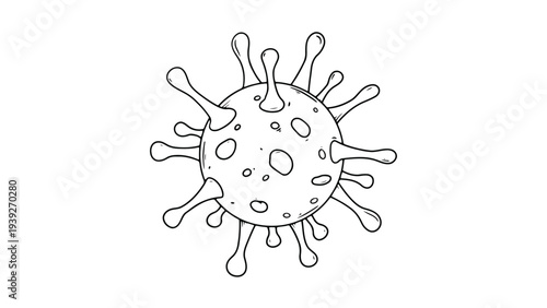 Simple line drawing of a stylized virus with protruding spike proteins