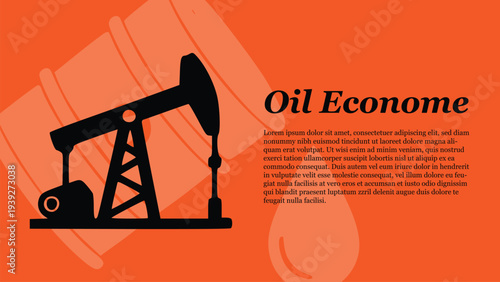 Oil Pump Jack Illustration on Orange Background
