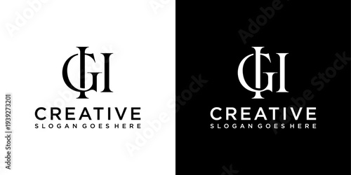 GH or HG initial letter logo design vector template
