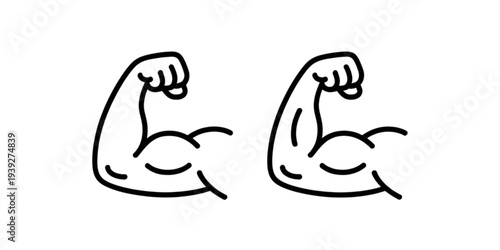 Two flexed arms with prominent muscles and veins, shown from the front Vector