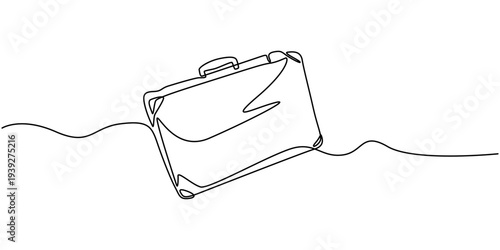 Vintage leather suitcase continuous one line drawing, Continuous one line drawing stack of suitcases. Travel experience concept. Single line draw design vector graphic illustration, One continuous