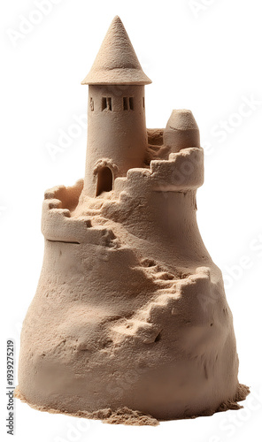 Ruined sand castle isolated on transparent background PNG