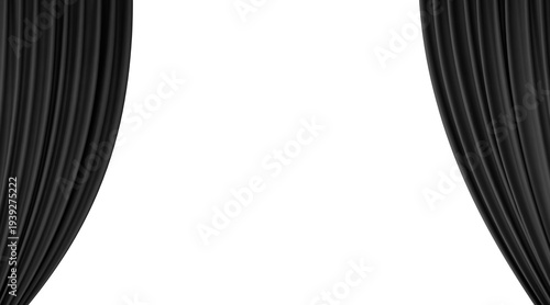 A black stage curtain stands alone against PNG transparent.