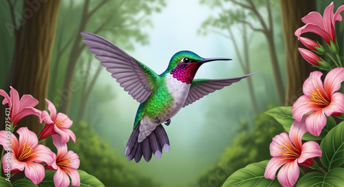 hummingbird and flower