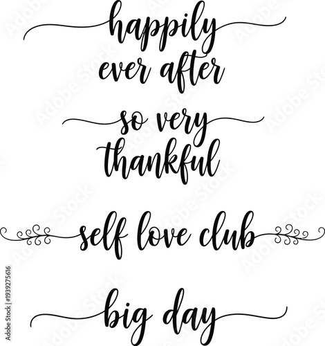 Aesthetic calligraphy showcasing phrases of happiness, gratitude, and self-love