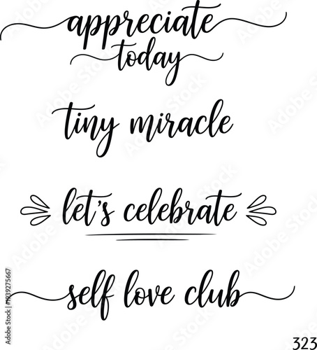 Inspirational quotes on a white background for daily motivation and self-love