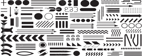 Collection of various black and white arrow and shape icons